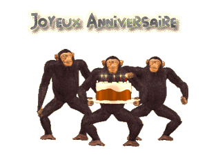 Gif animé joyeux anniversaire singes